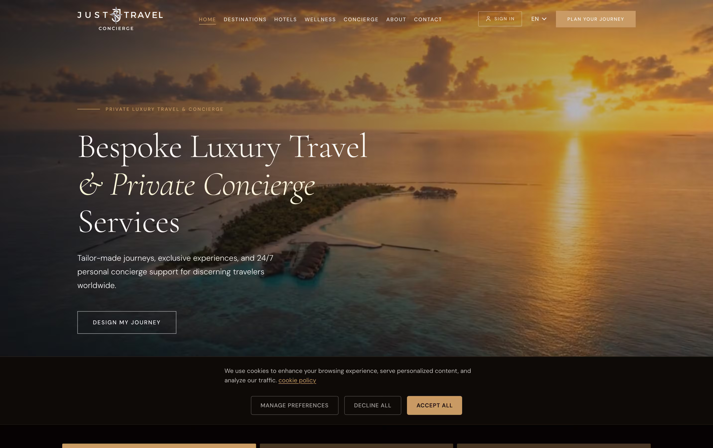 Just Travel Concierge — Luxury Travel Concierge Website